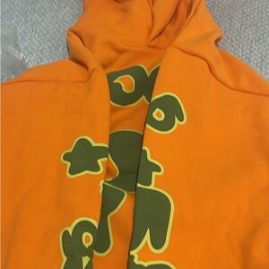 Orange Hoodie with Green Graphic